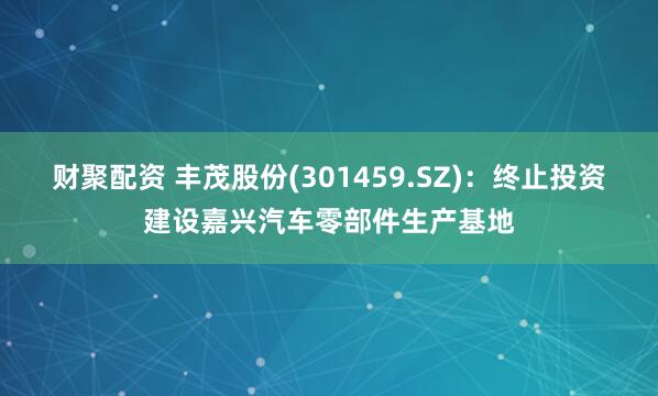 财聚配资 丰茂股份(301459.SZ)：终止投资建设嘉兴汽车零部件生产基地