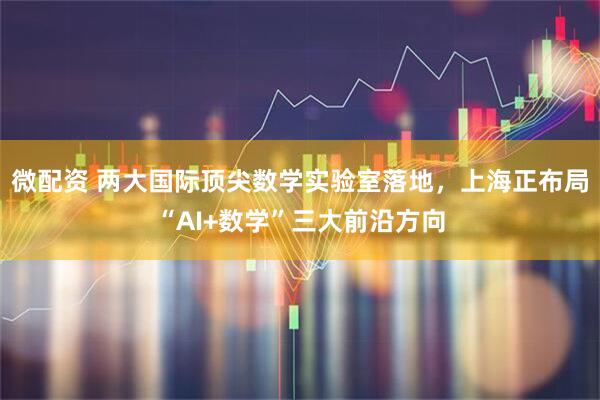 微配资 两大国际顶尖数学实验室落地，上海正布局“AI+数学”三大前沿方向